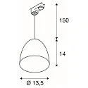 3-Phase Pendant luminaire PARA CONE 14, GU10, incl. 3-Phase-adaptor, black/gold
