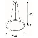 SLV LED Pendant luminaire PANEL 60 DALI LED, round, 42W, 110°, 4000K, 3350lm, white