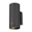 SLV LED Outdoor Wall luminaire ENOLA ROUND UP/DOWN CCT, IP65 IK06, M-size, 19W 3000/4000K 740/840lm 38°, CRi>90, anthracite