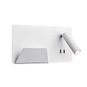 LED Wall luminaire SOMNILA SPOT Indoor, 13W, 3000K, Spot 65lm,  incl. USB port, Spot right, white, back light 646lm