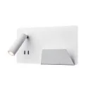 LED Wall luminaire SOMNILA SPOT Indoor, 13W, 3000K, Spot 65lm,  incl. USB port, Spot left, white, back light 646lm