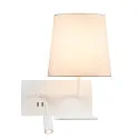 SLV LED Wall luminaire SOMNILA FLEX Indoor, E27, mit LED Spot 65lm, 3000K, white, incl. USB port, Spot left
