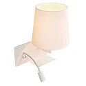 SLV LED Wall luminaire SOMNILA FLEX Indoor, E27, mit LED Spot 65lm, 3000K, white, incl. USB port, Spot left