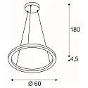SLV LED Pendant luminaire ONE 60 PD PHASE UP/DOWN, CCT switch, 2700/3000K, 410/415lm, white