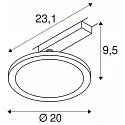 SLV LED 1-phase spot PANEL TRACK, round, 20cm, 18W, 3000K, black