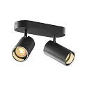 wall and ceiling luminaire ASTO TUBE CW DOUBLE 2 flames, long, cardanic swivelling GU10 IP20, black dimmable