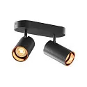 wall and ceiling luminaire ASTO TUBE CW DOUBLE 2 flames, long, cardanic swivelling GU10 IP20, black dimmable