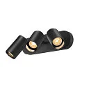 SLV wall and ceiling luminaire ASTO TUBE CW TRIPLE 3 flames, long, cardanic swivelling GU10 IP20, black dimmable