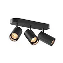 SLV wall and ceiling luminaire ASTO TUBE CW TRIPLE 3 flames, long, cardanic swivelling GU10 IP20, black dimmable