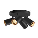 SLV wall and ceiling luminaire ASTO TUBE CW QUADRUPLE 4 flames, round, cardanic swivelling GU10 IP20, black dimmable