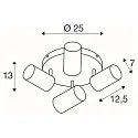 SLV wall and ceiling luminaire ASTO TUBE CW QUADRUPLE 4 flames, round, cardanic swivelling GU10 IP20, black dimmable