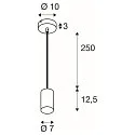 pendant luminaire ASTO TUBE 1 flame, round, rigid GU10 IP20, black dimmable
