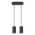 pendant luminaire ASTO TUBE 2 flames, rigid, long GU10 IP20, black dimmable
