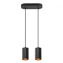 pendant luminaire ASTO TUBE 2 flames, rigid, long GU10 IP20, black dimmable
