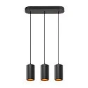 pendant luminaire ASTO TUBE 3 flames, rigid, long GU10 IP20, black dimmable