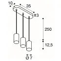 pendant luminaire ASTO TUBE 3 flames, rigid, long GU10 IP20, black dimmable