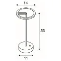 SLV battery table lamp VINOLINA ONE with touch dimmer, ring shape, with charging station IP54, white dimmable