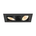 ceiling recessed luminaire KADUX DOUBLE square IP20, black dimmable