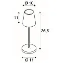 SLV battery table lamp VINOLINA TWO 3-CCT 3-fold, CCT Switch, with touch dimmer, conical, with charging station IP65, rust dimmable