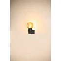 SLV wall luminaire VARYT round, without shade E14 IP44, black dimmable
