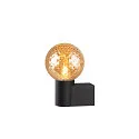 SLV wall luminaire VARYT round, without shade E14 IP44, black dimmable