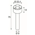 SLV outdoor floor lamp PHOTONI CYL POLE 75 cylindrical, impact resistant E27 IP65, black matt dimmable