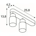 wall and ceiling luminaire PURI 2.0 - TUBE 2 flames, asymmetrical GU10 IP20, gold, black dimmable