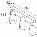 SLV wall and ceiling luminaire PURI 2.0 - DOME 3 flames, long GU10 IP20, grey dimmable