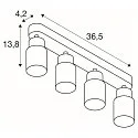 SLV wall and ceiling luminaire PURI 2.0 - TUBE 4 flames, long GU10 IP20, grey dimmable