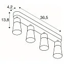 SLV wall and ceiling luminaire PURI 2.0 - CONE 4 flames, long GU10 IP20, black dimmable
