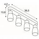SLV wall and ceiling luminaire PURI 2.0 - DOME 4 flames, long GU10 IP20, black dimmable