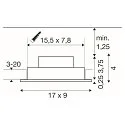 SLV ceiling recessed luminaire NEW TRIA® 155 PHASE 2 flames, rigid, square IP20, white dimmable