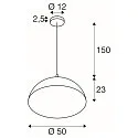 SLV pendant luminaire FORCHINI 50 down, half round E27 IP20, black matt dimmable