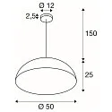 SLV pendant luminaire FORCHINI M 50 down, half round E27 IP20, black matt dimmable