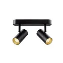 SLV wall and ceiling luminaire NOBLO® DOUBLE PHASE DTW 2 flames, round, Dim-To-Warm IP20, black dimmable