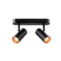 SLV wall and ceiling luminaire NOBLO® DOUBLE PHASE 2 flames, round IP20, black dimmable