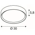 SLV ceiling luminaire DECONA 30 CL round, suitable for VDU workstation IP44, white, lacquered dimmable