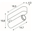 SLV ceiling luminaire GRIP!M SINGLE IP20, black, white, lacquered dimmable