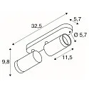 SLV ceiling luminaire GRIP! L SPOT CL DOUBLE cylindrical GU10 IP20, gold, black, lacquered dimmable