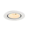 SLV ceiling recessed luminaire NUMINOS® GIMBLE S round, suitable for VDU workstation IP20, white, lacquered dimmable