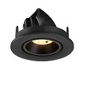 SLV ceiling recessed luminaire NUMINOS® GIMBLE S round, suitable for VDU workstation IP20, black, lacquered dimmable