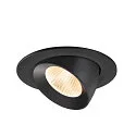SLV ceiling recessed luminaire NUMINOS® GIMBLE L round, suitable for VDU workstation IP20, black, lacquered dimmable