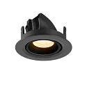SLV ceiling recessed luminaire NUMINOS® GIMBLE XS round, suitable for VDU workstation IP20, black, lacquered dimmable