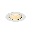 SLV ceiling recessed luminaire NUMINOS® GIMBLE XS round, suitable for VDU workstation IP20, white, lacquered dimmable