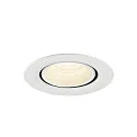 SLV ceiling recessed luminaire NUMINOS® GIMBLE XS round, suitable for VDU workstation IP20, white, lacquered dimmable