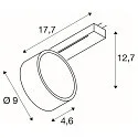 1-phase spot KALU 2.0 PHASE cylindrical, UGR < 19, with lens optics, cardanic swivelling IP20, black dimmable
