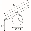 SLV track spot DYSKO 48V DALI (STANDARD TRACK) adjustable, ball shaped IP20, black dimmable