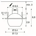 ceiling recessed luminaire DYSKO round IP20, gold, black dimmable