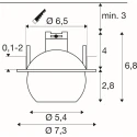 SLV recessed spotlight DYSKO DL ROUND PHASE 2700K round, adjustable, ball shaped IP20, black dimmable