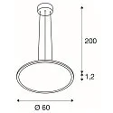 SLV pendant luminaire PANEL 60 round, suitable for VDU workstation IP20, grey dimmable